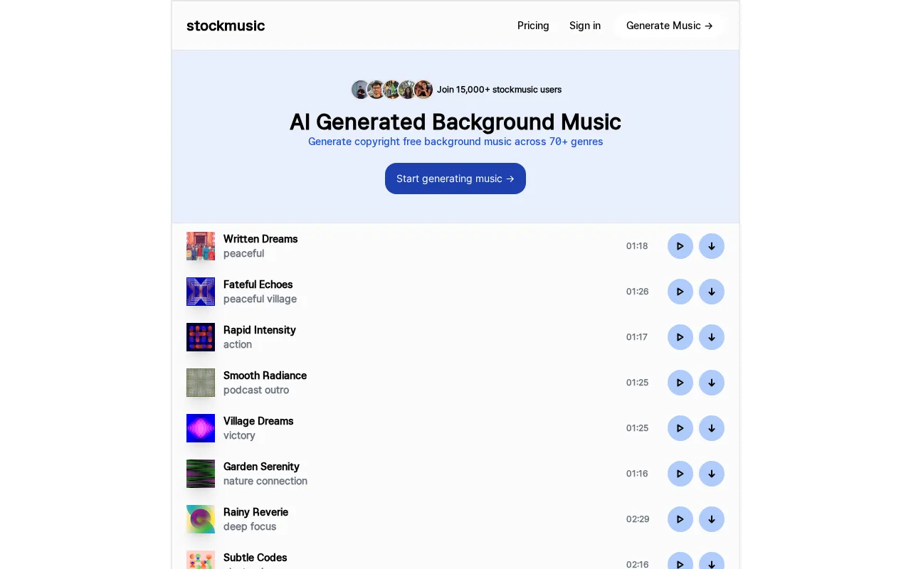 Stockmusic — preview screenshot