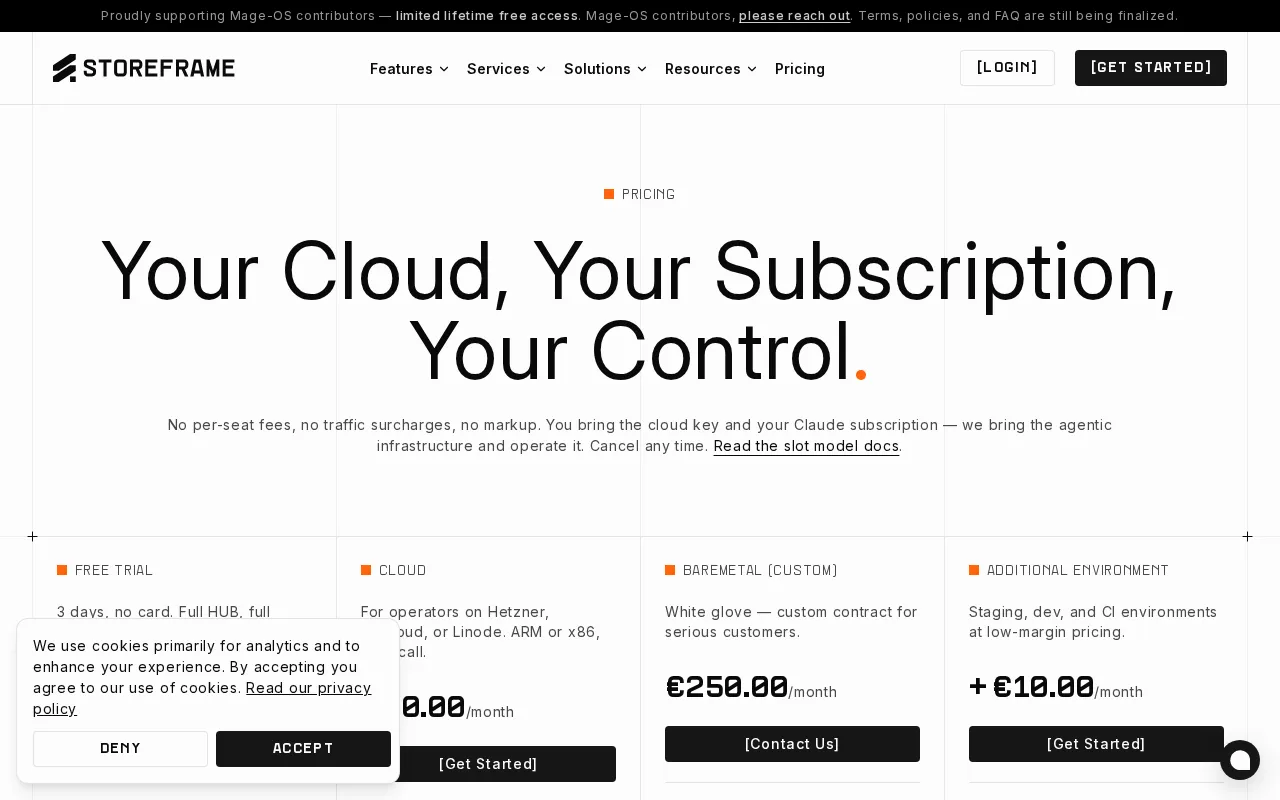 StoreFrame — pricing page