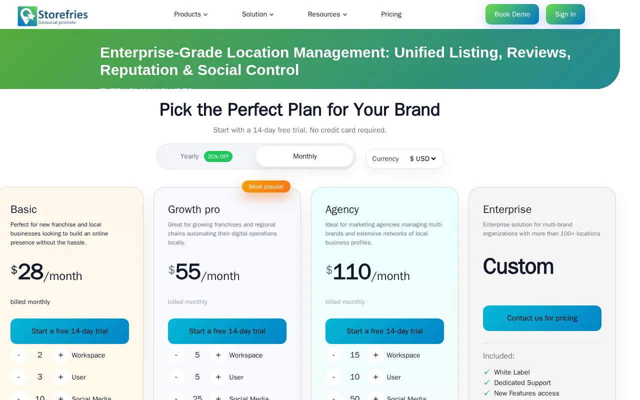 Storefries — pricing page