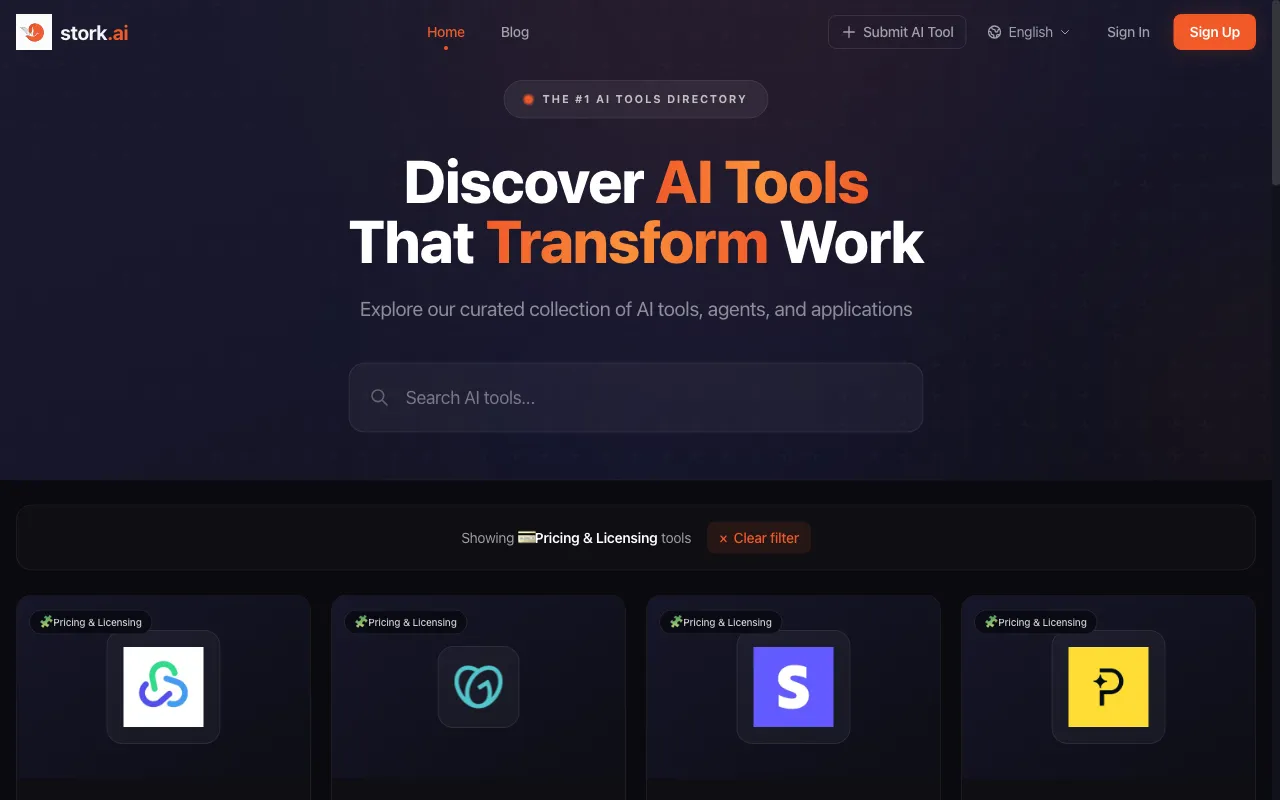Stork — pricing page