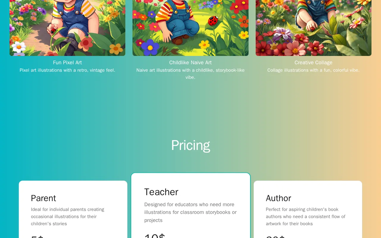 StoryArtAI — pricing page