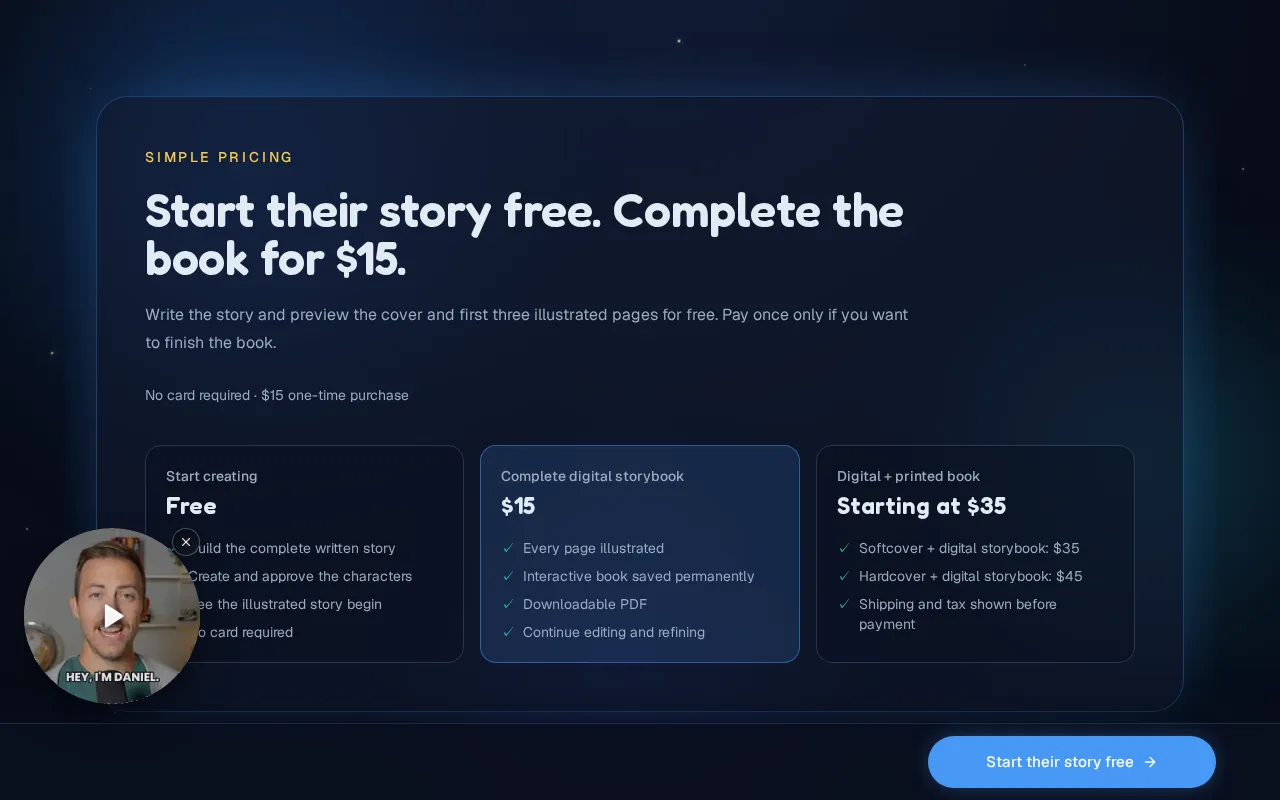 Storybook Studio — pricing page