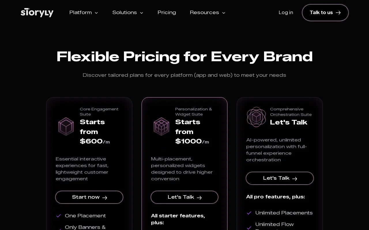 Storyly — pricing page