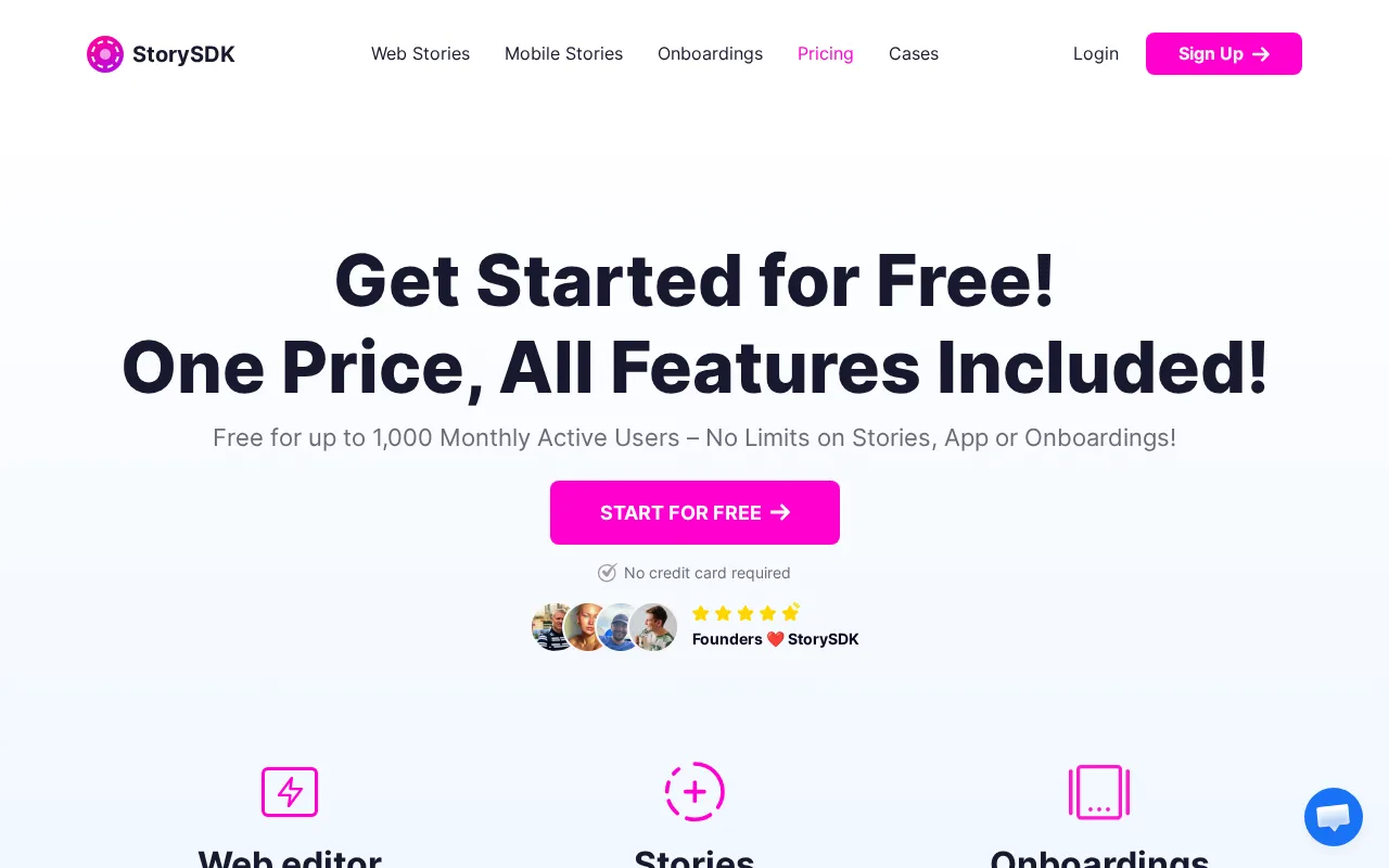 StorySDK — pricing page