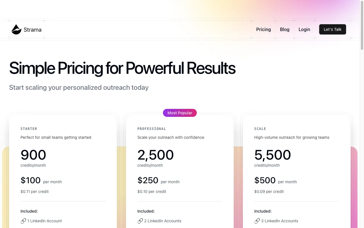 Strama — pricing page