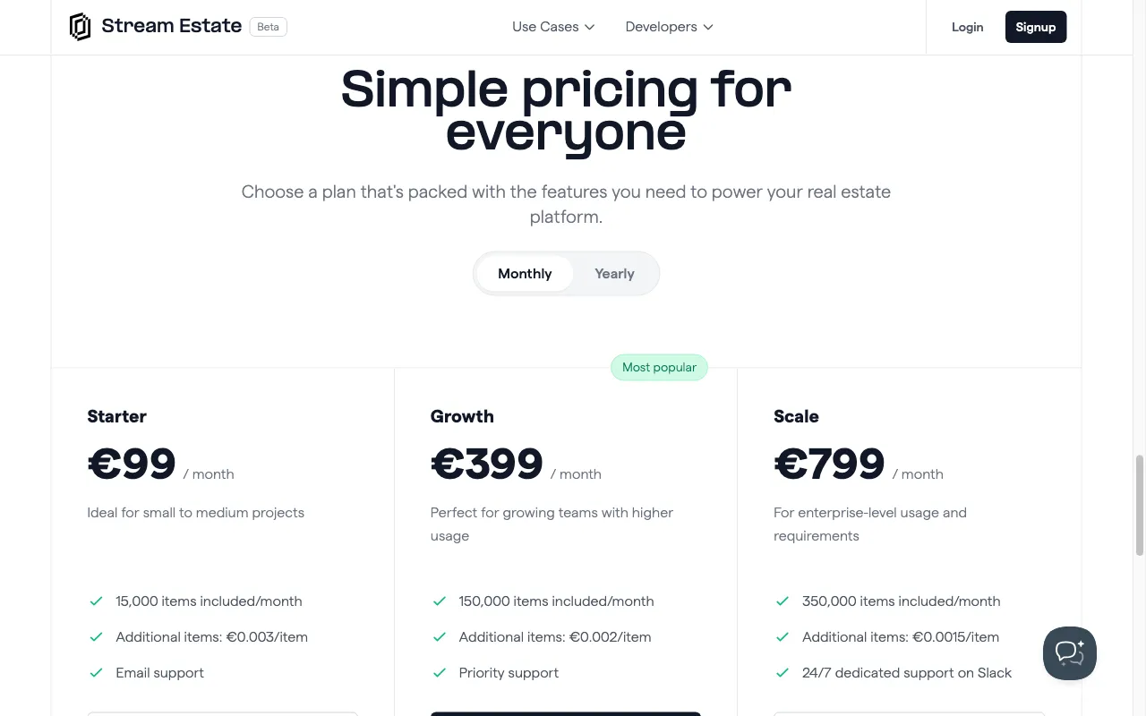 Stream.Estate — pricing page
