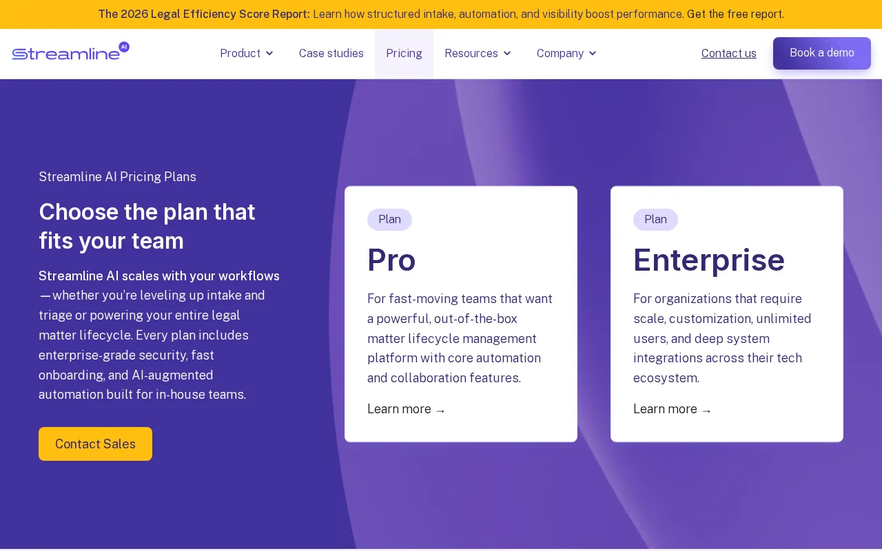 Streamline AI — pricing page