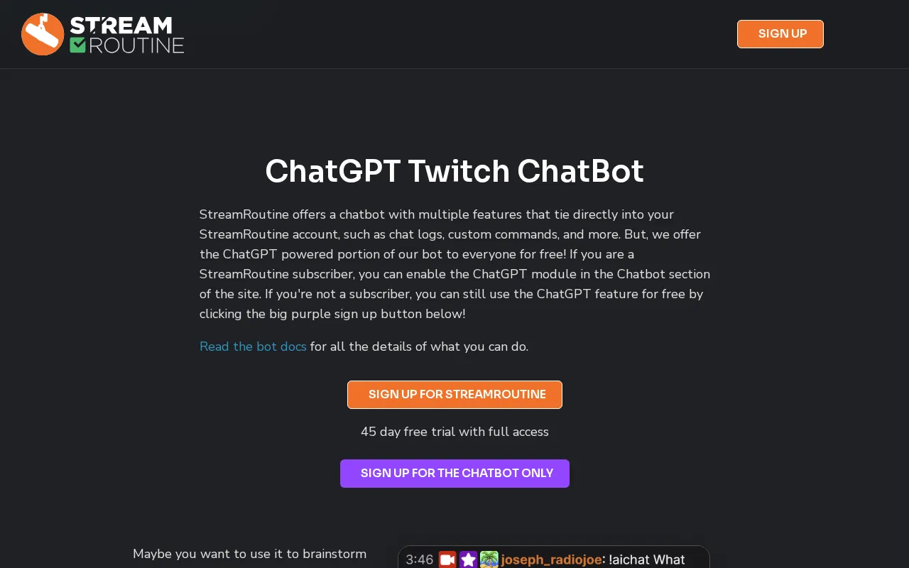 Streamroutine — preview screenshot