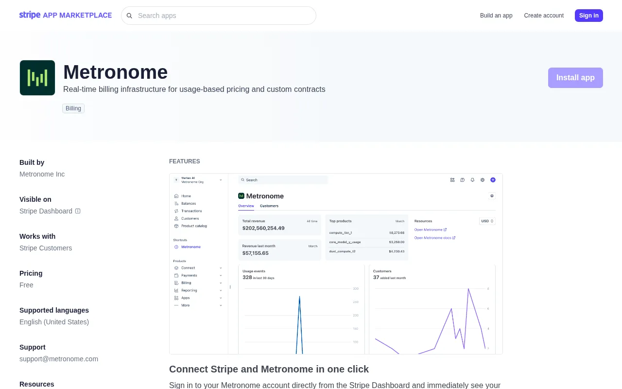 Stripe App Marketplace — pricing page