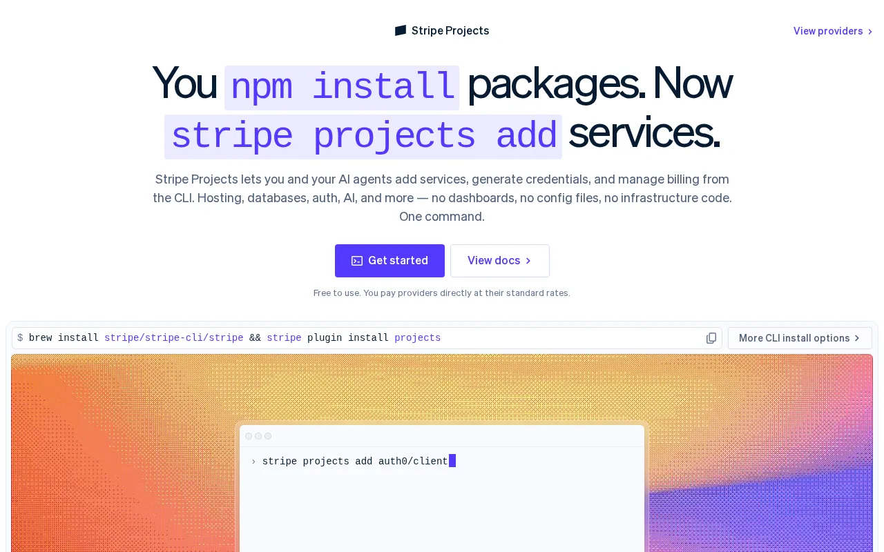 Stripe Projects — preview screenshot