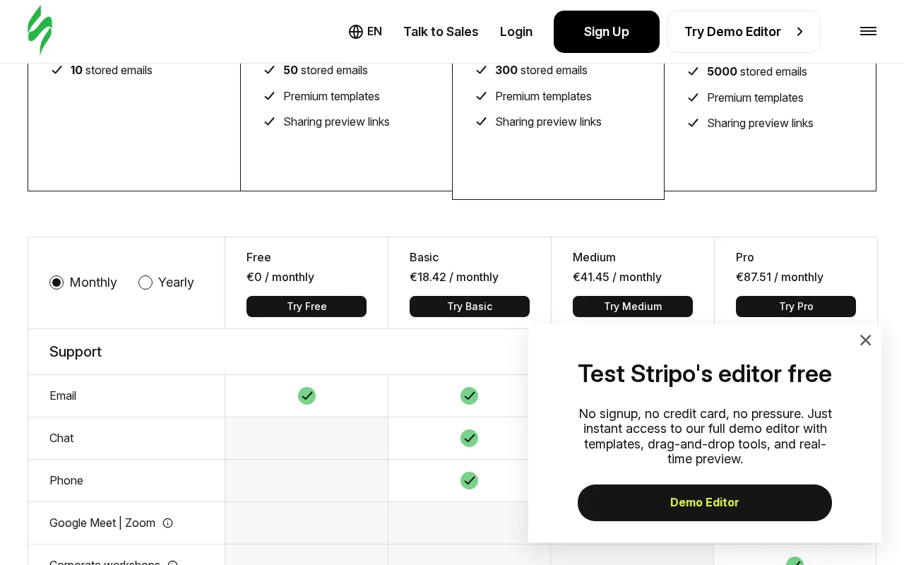Stripo.email — pricing page