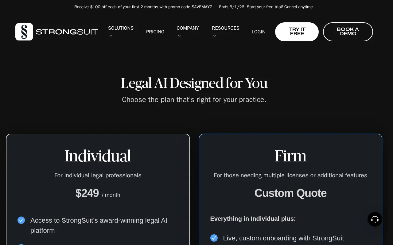 Strongsuit — pricing page