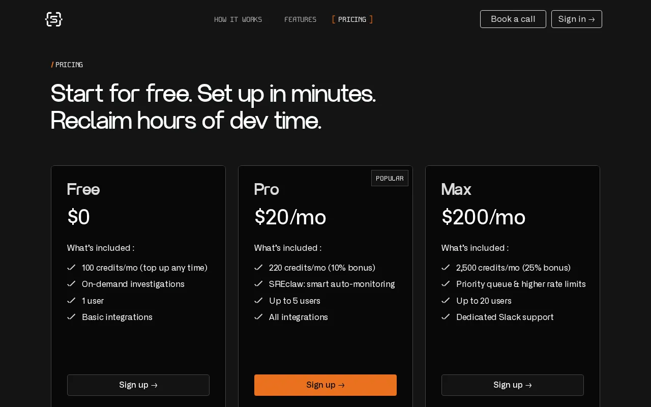 Struct — pricing page