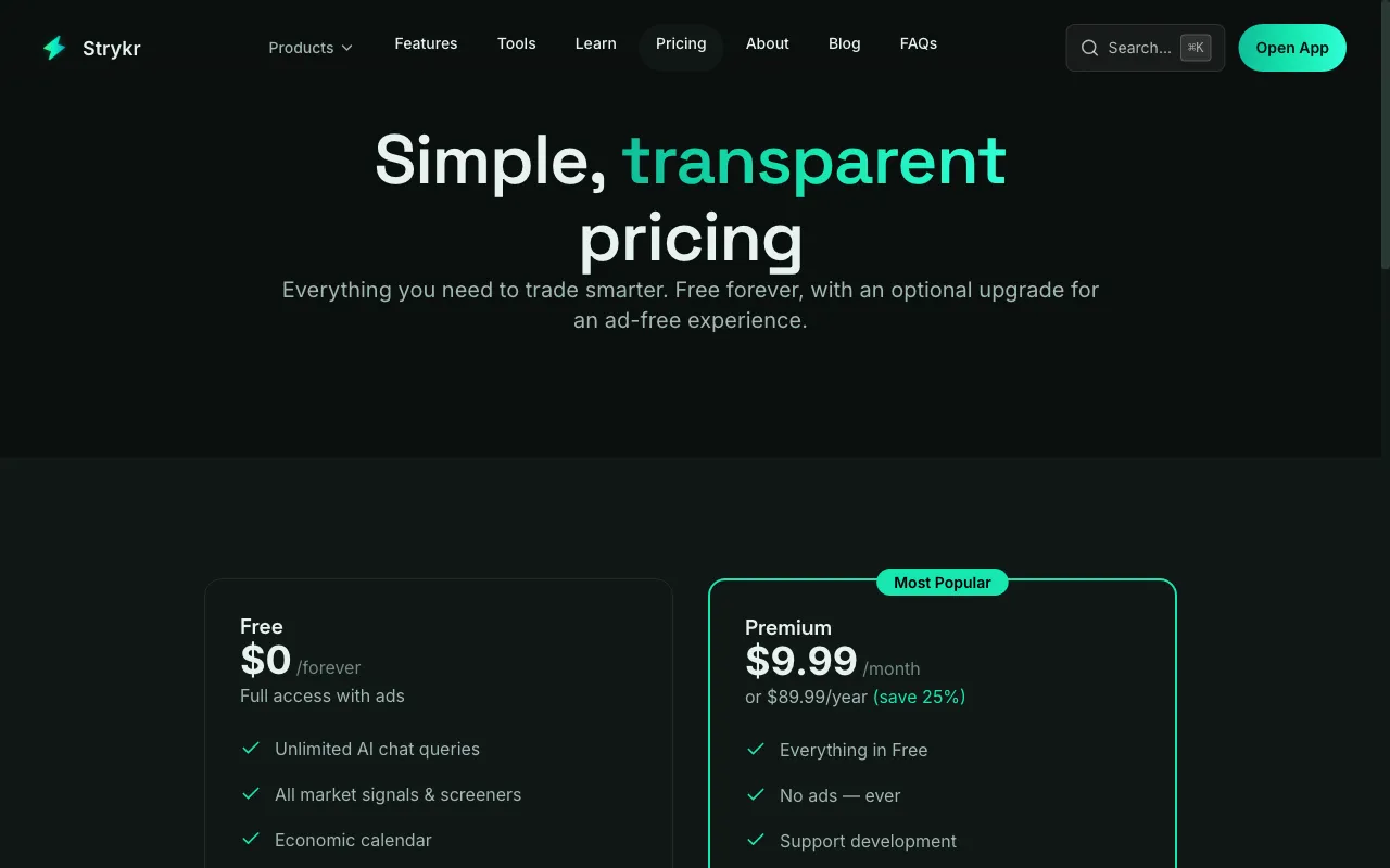 Strykr.ai — pricing page