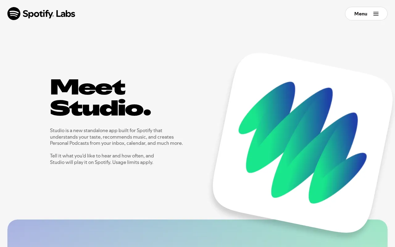 Studio by Spotify Labs — preview screenshot