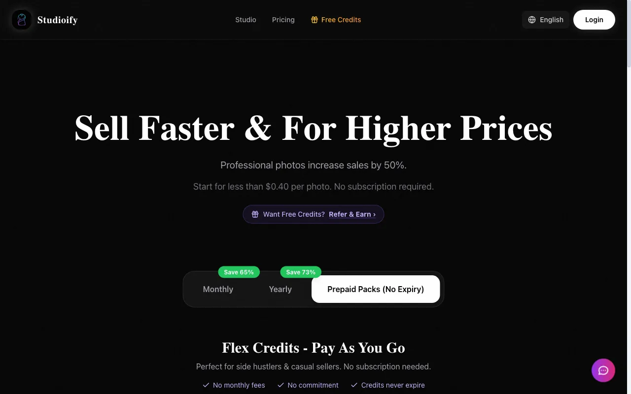 Studioify — pricing page