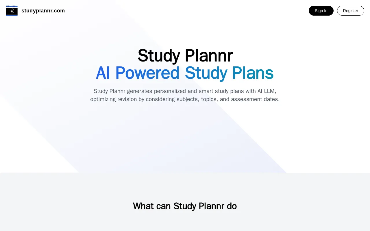 studyplannr.com — preview screenshot