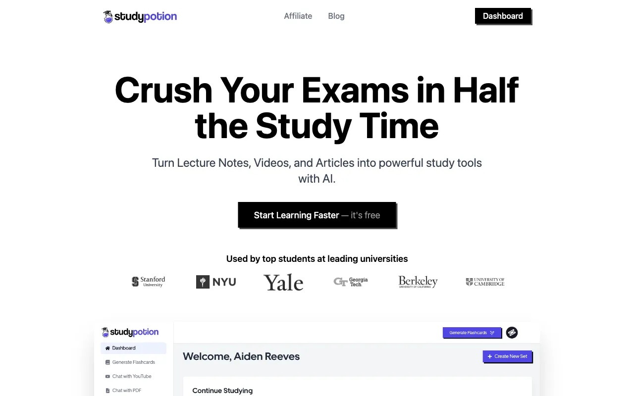 Study Potion AI — preview screenshot