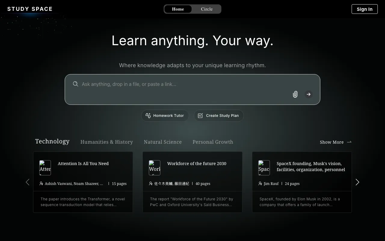 Study Space — preview screenshot
