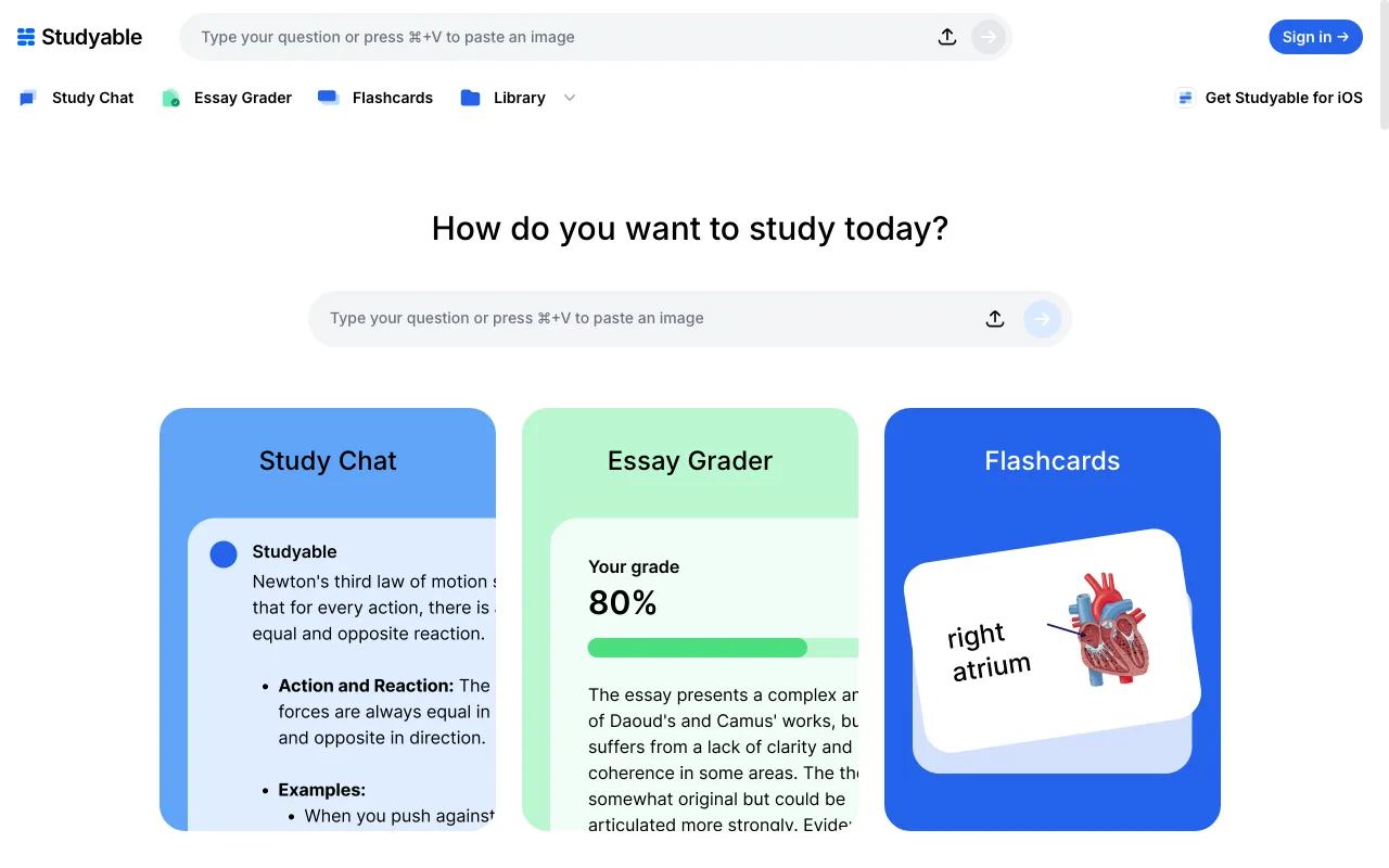 Studyable — preview screenshot