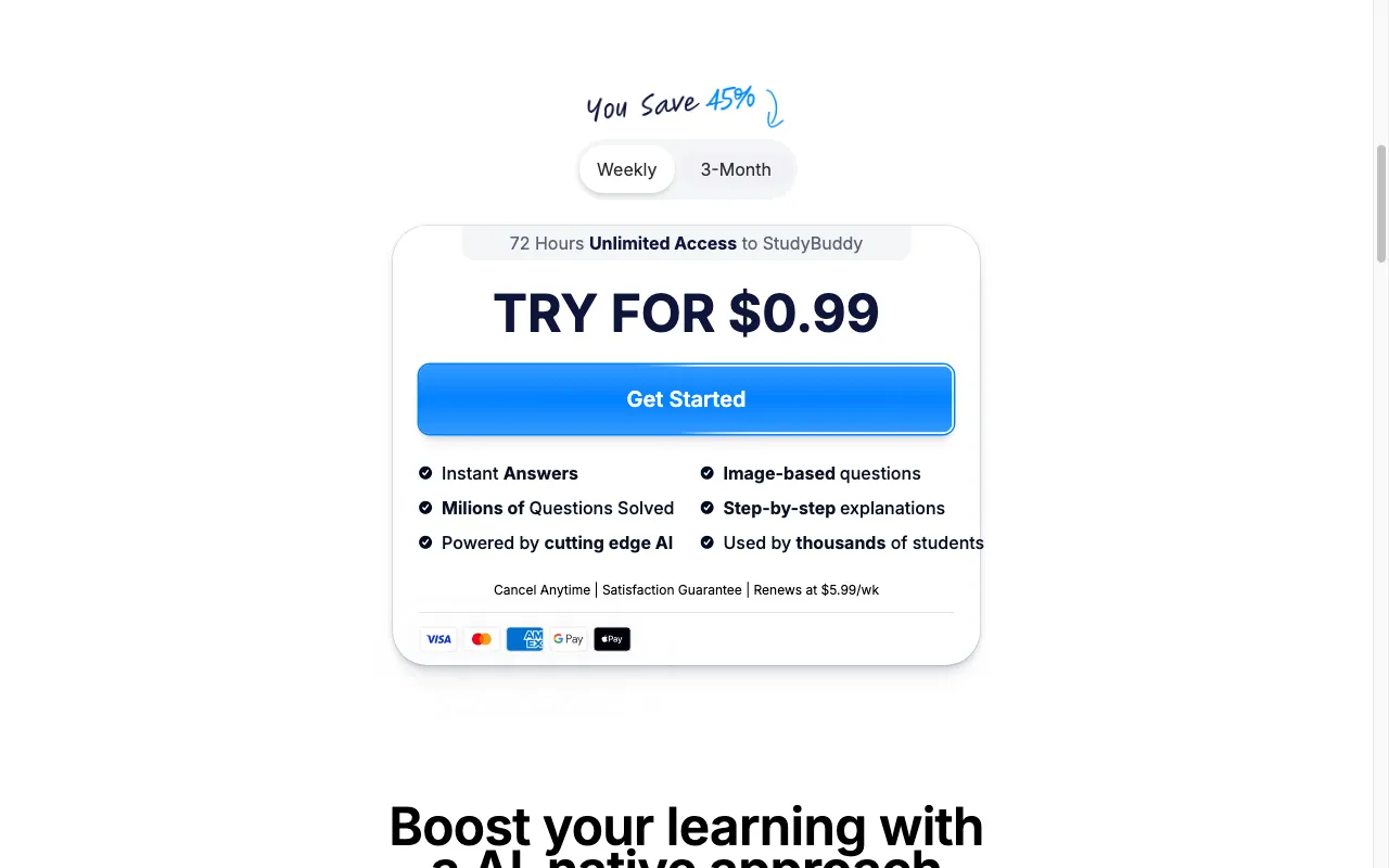 Studybuddy — pricing page
