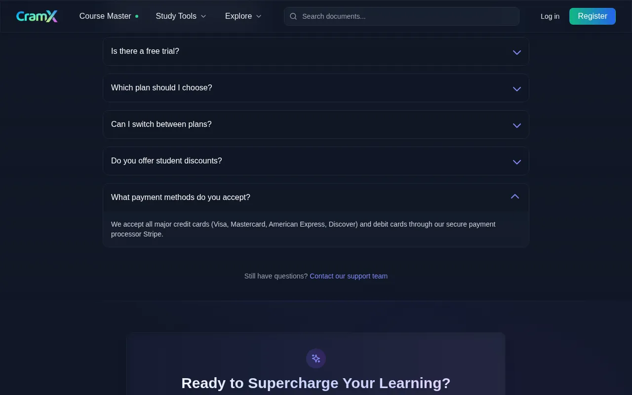 CramX — pricing page