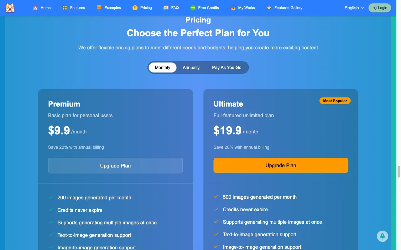 Style Art AI — pricing page