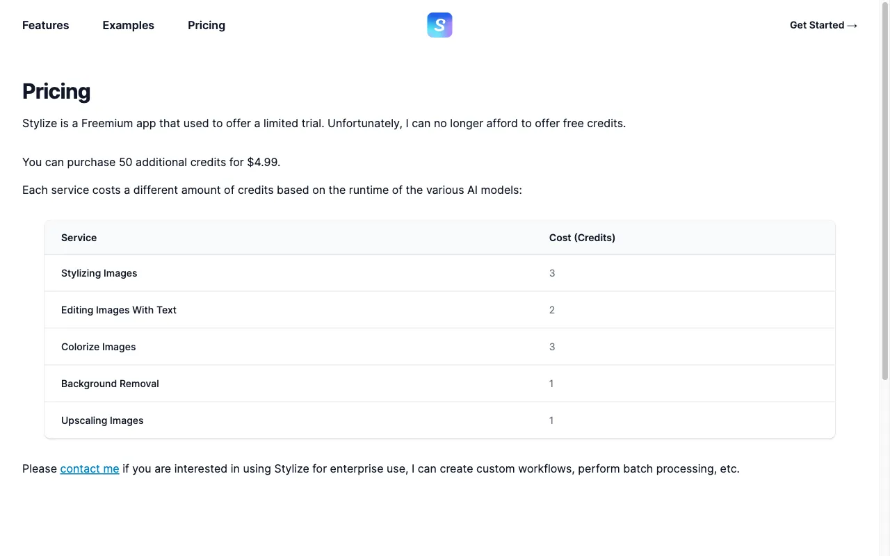 Stylize — pricing page