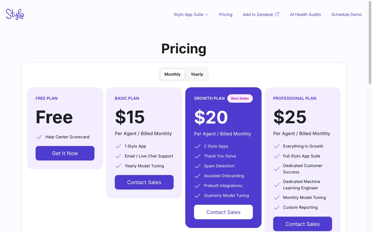 Stylo — pricing page