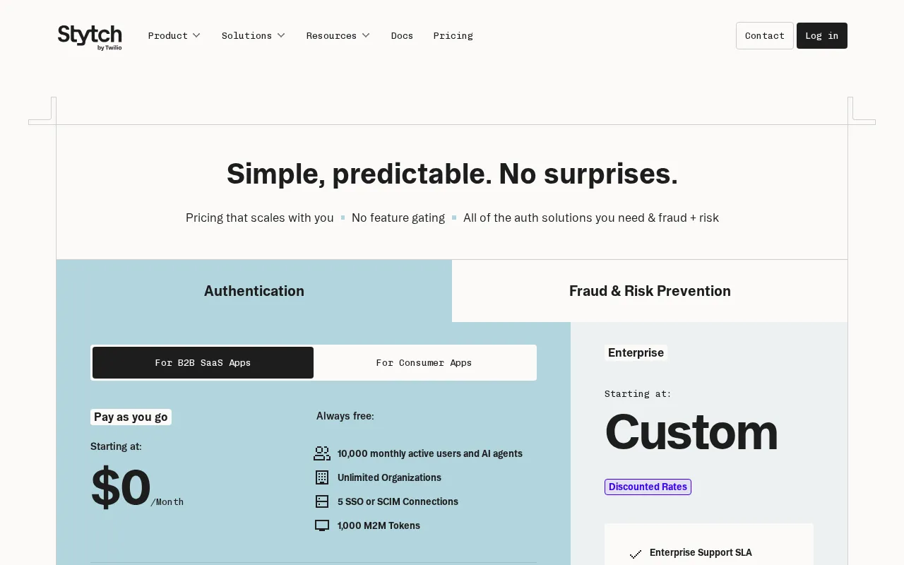 Stytch — pricing page
