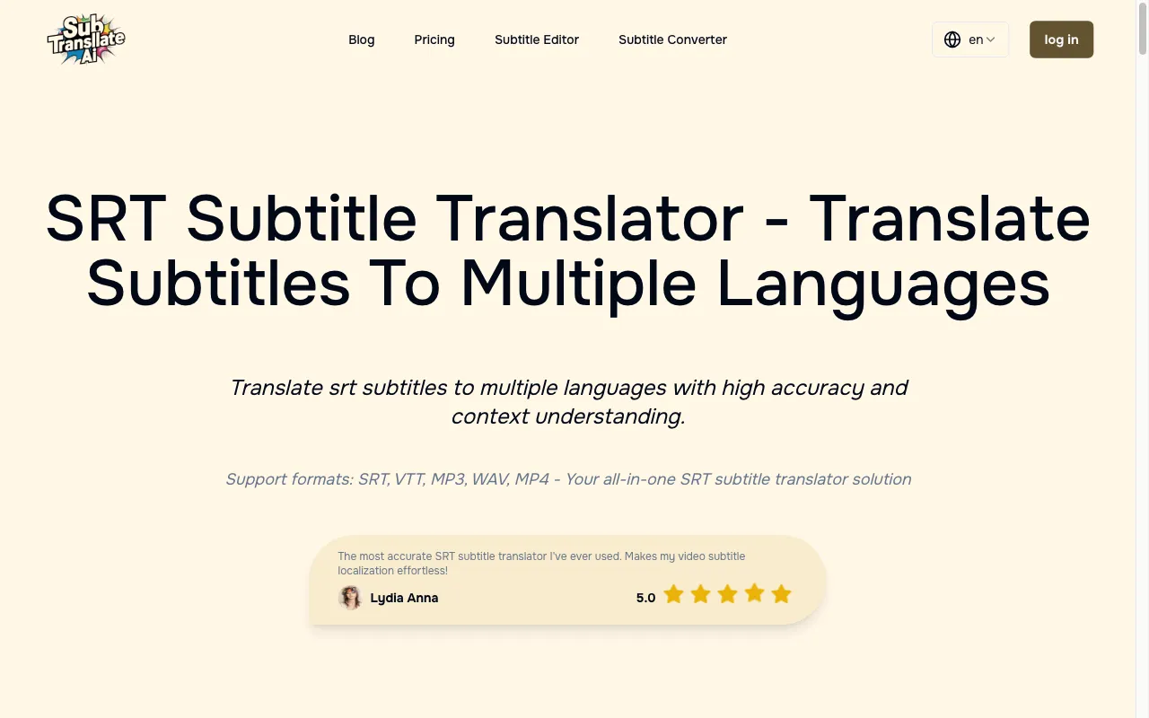 subtranslateai.com — preview screenshot