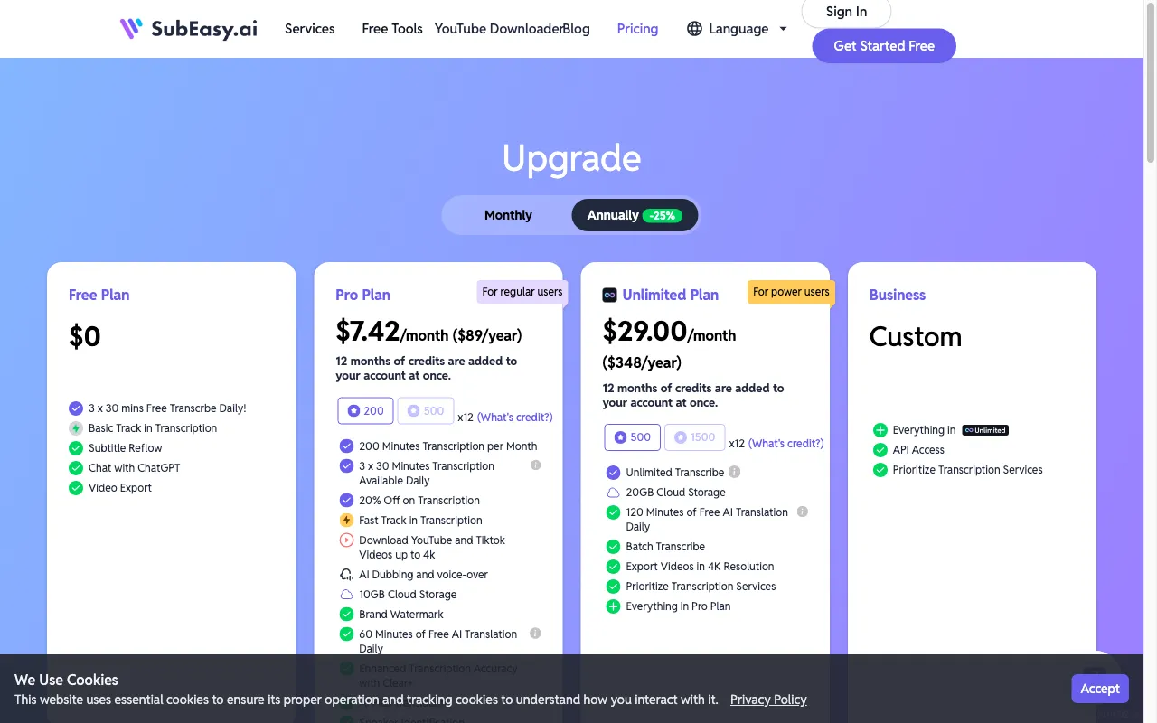 SubEasy — pricing page
