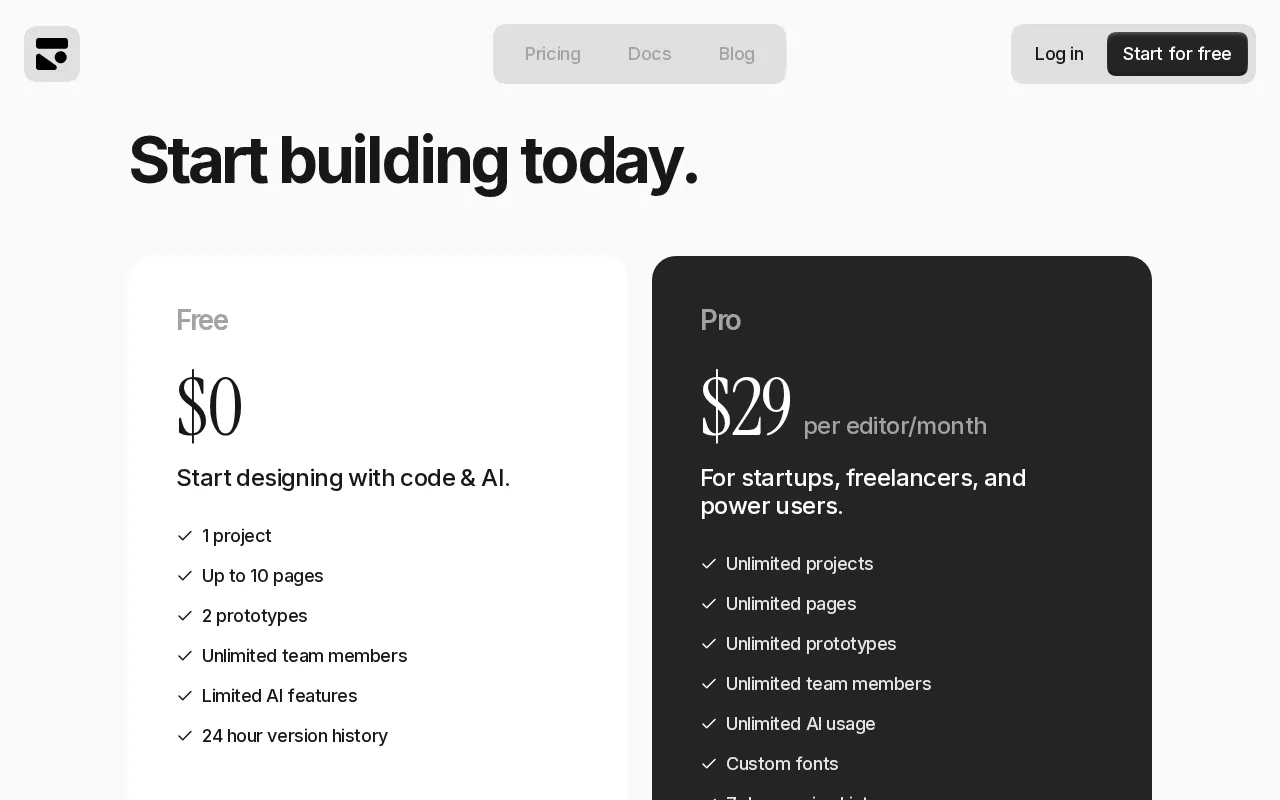 Subframe — pricing page