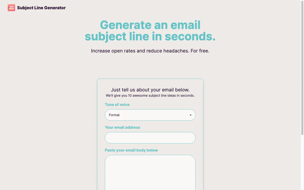 Subject Line Generator — preview screenshot