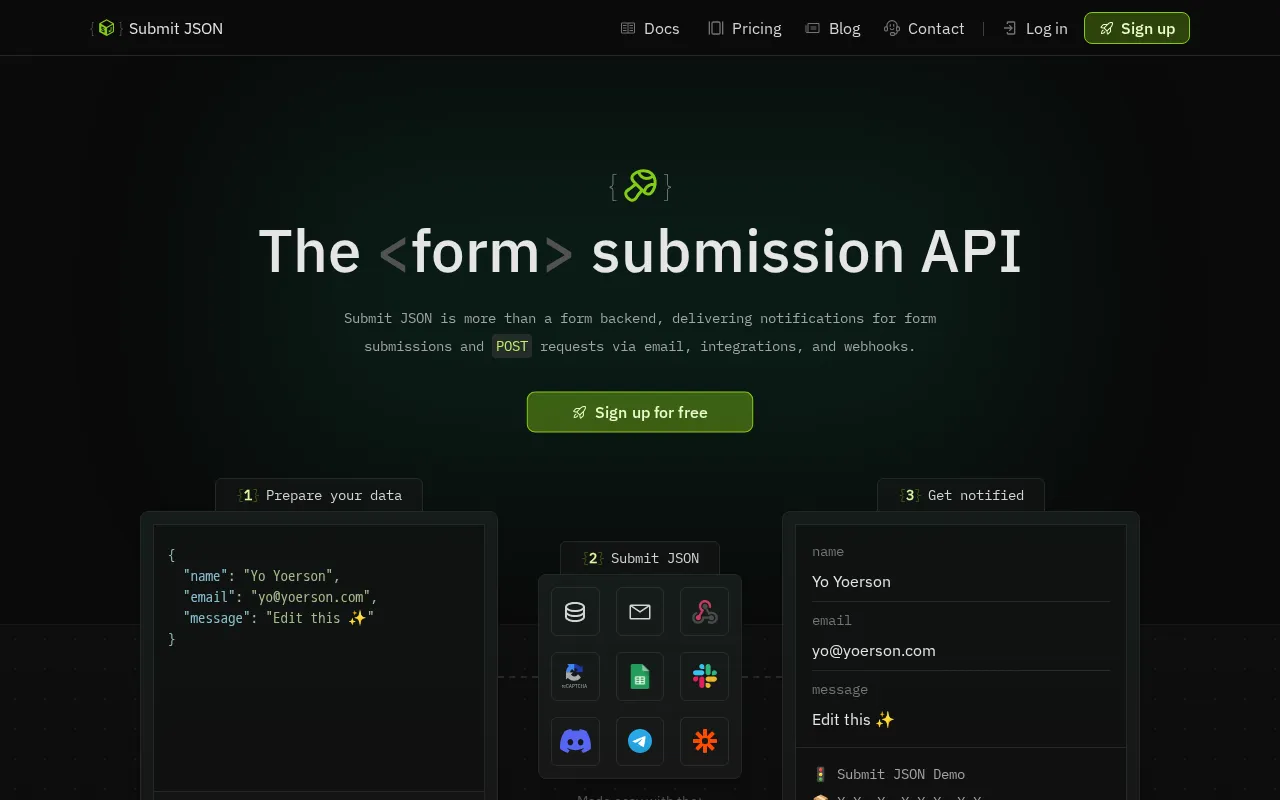 Submit JSON — preview screenshot