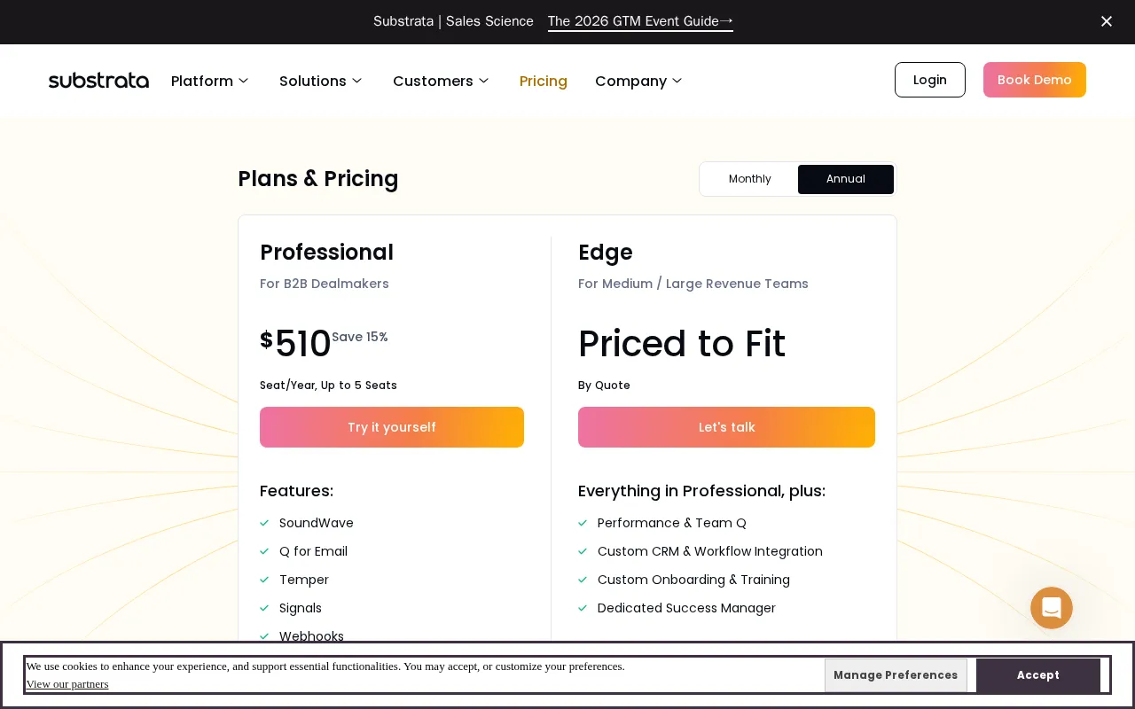 Substrata — pricing page