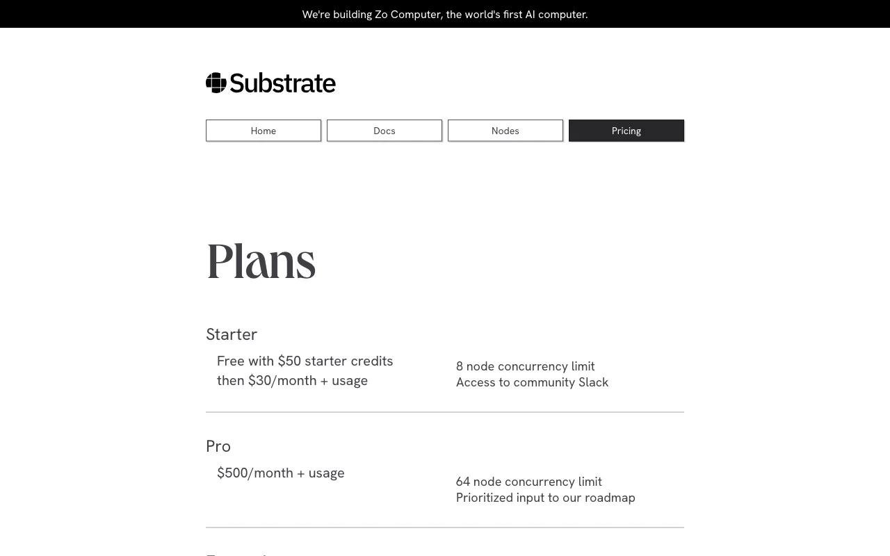 Substrate — pricing page