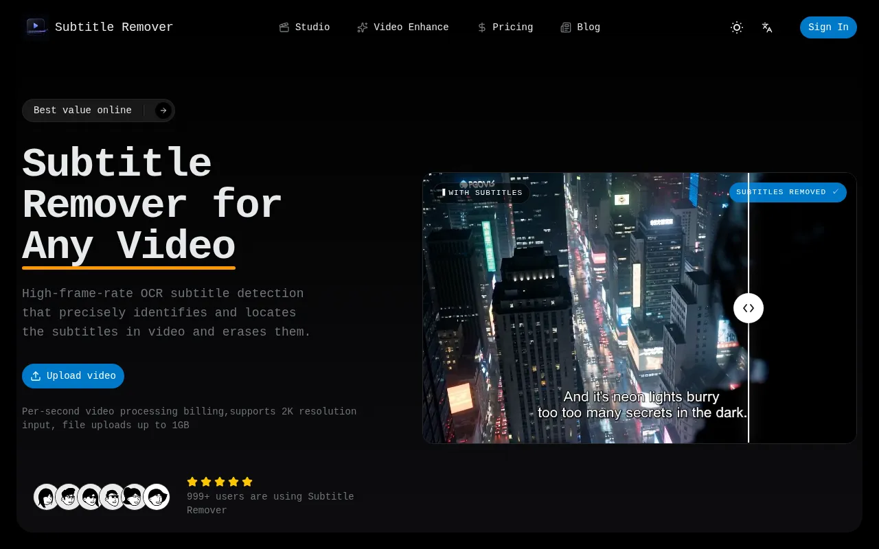 Subtitle Remover — preview screenshot
