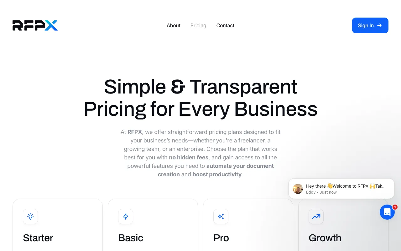 RFPX — pricing page