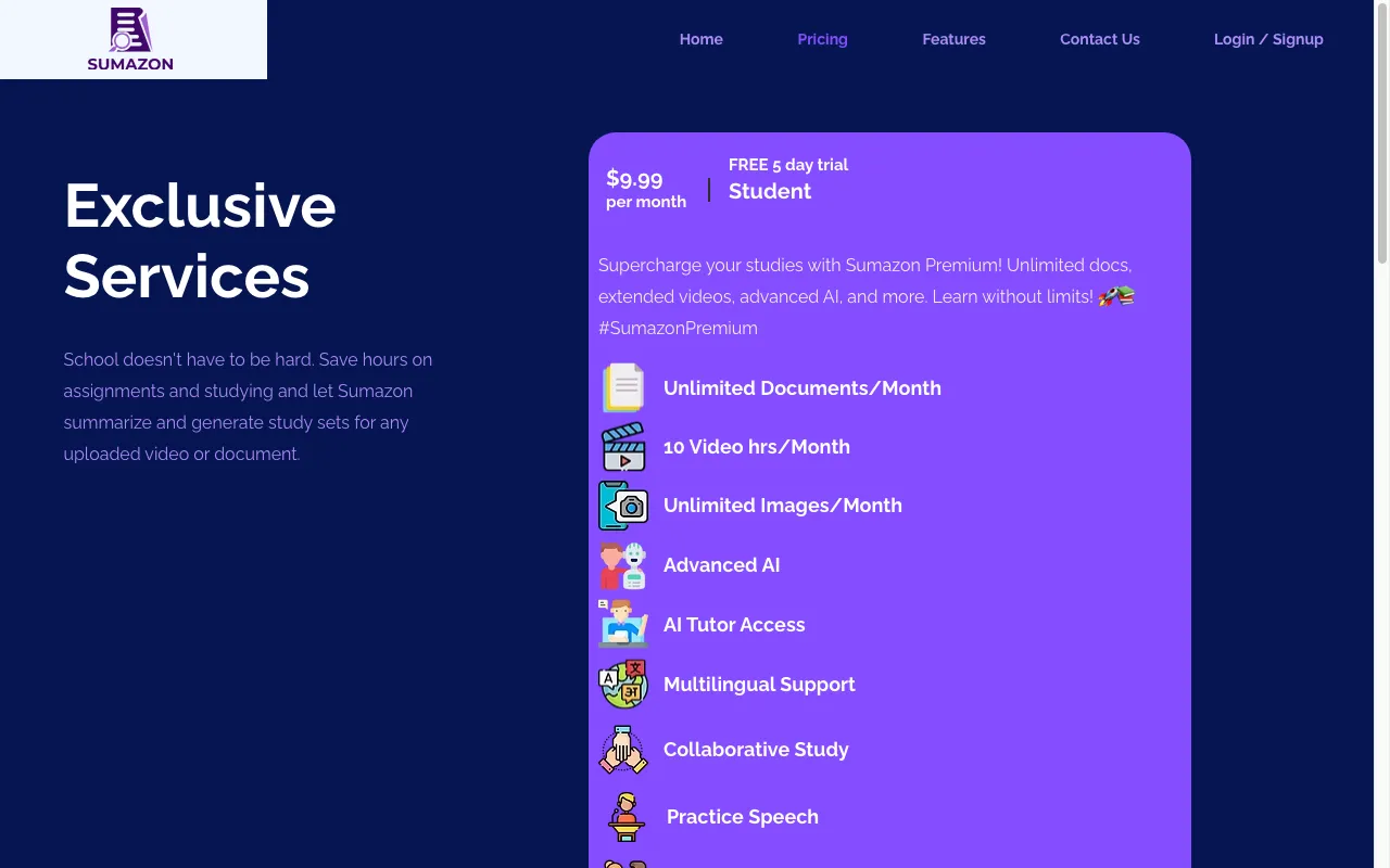 sumazon.com — pricing page