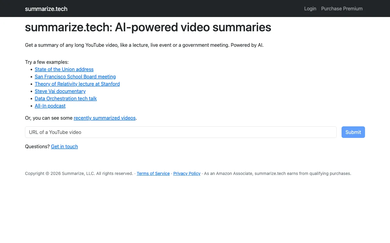 Summarize Tech — preview screenshot