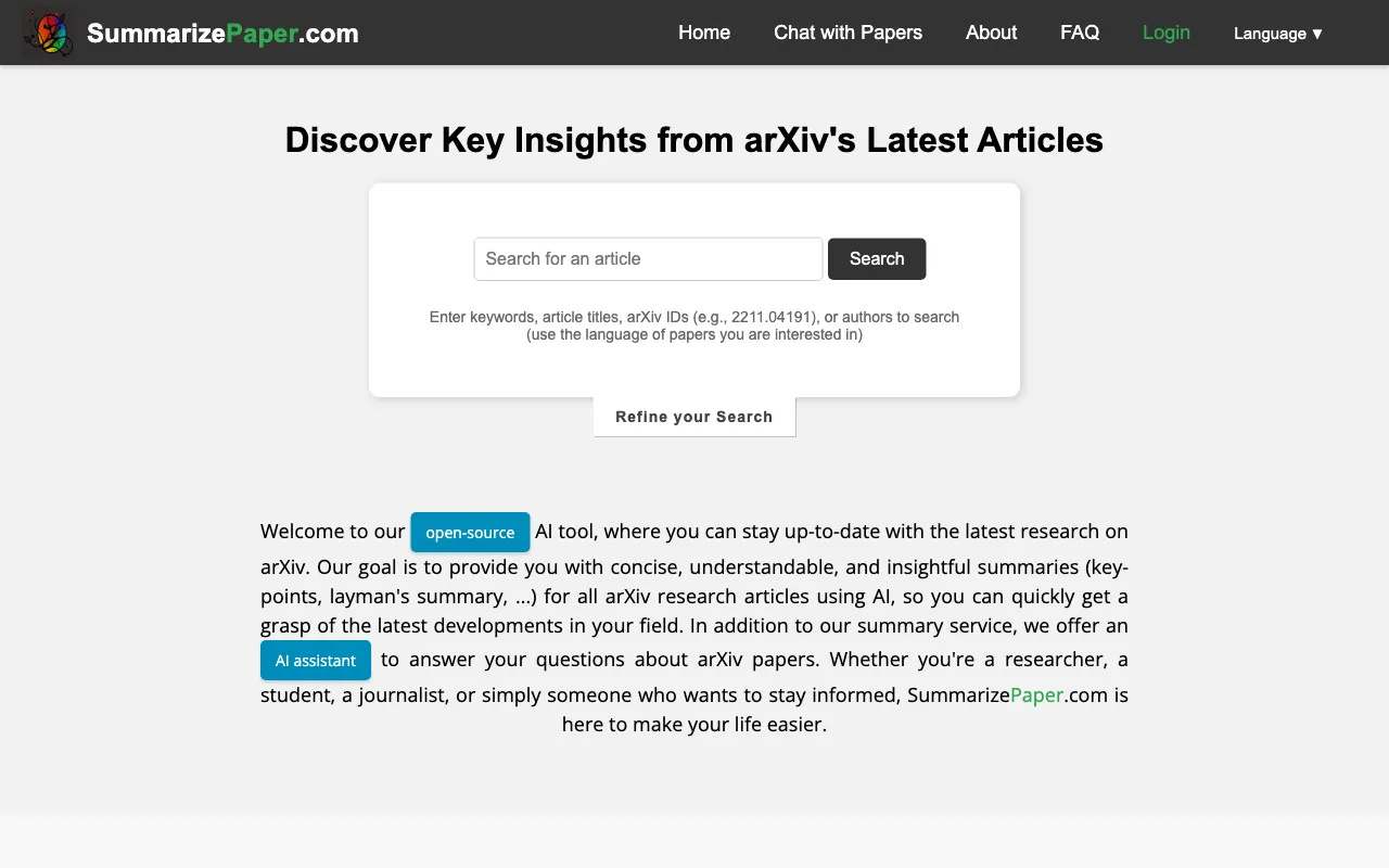 SummarizePaper — preview screenshot