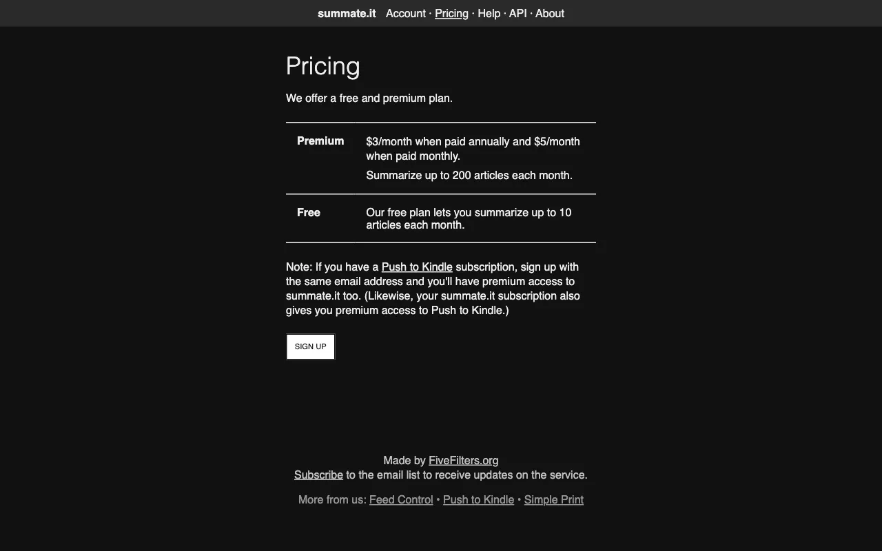 Summate — pricing page