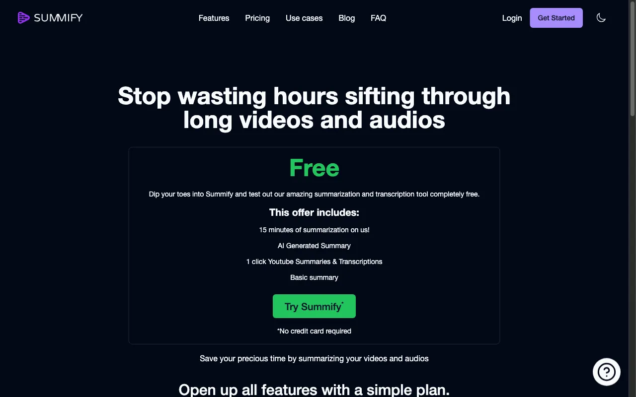 Summify — pricing page