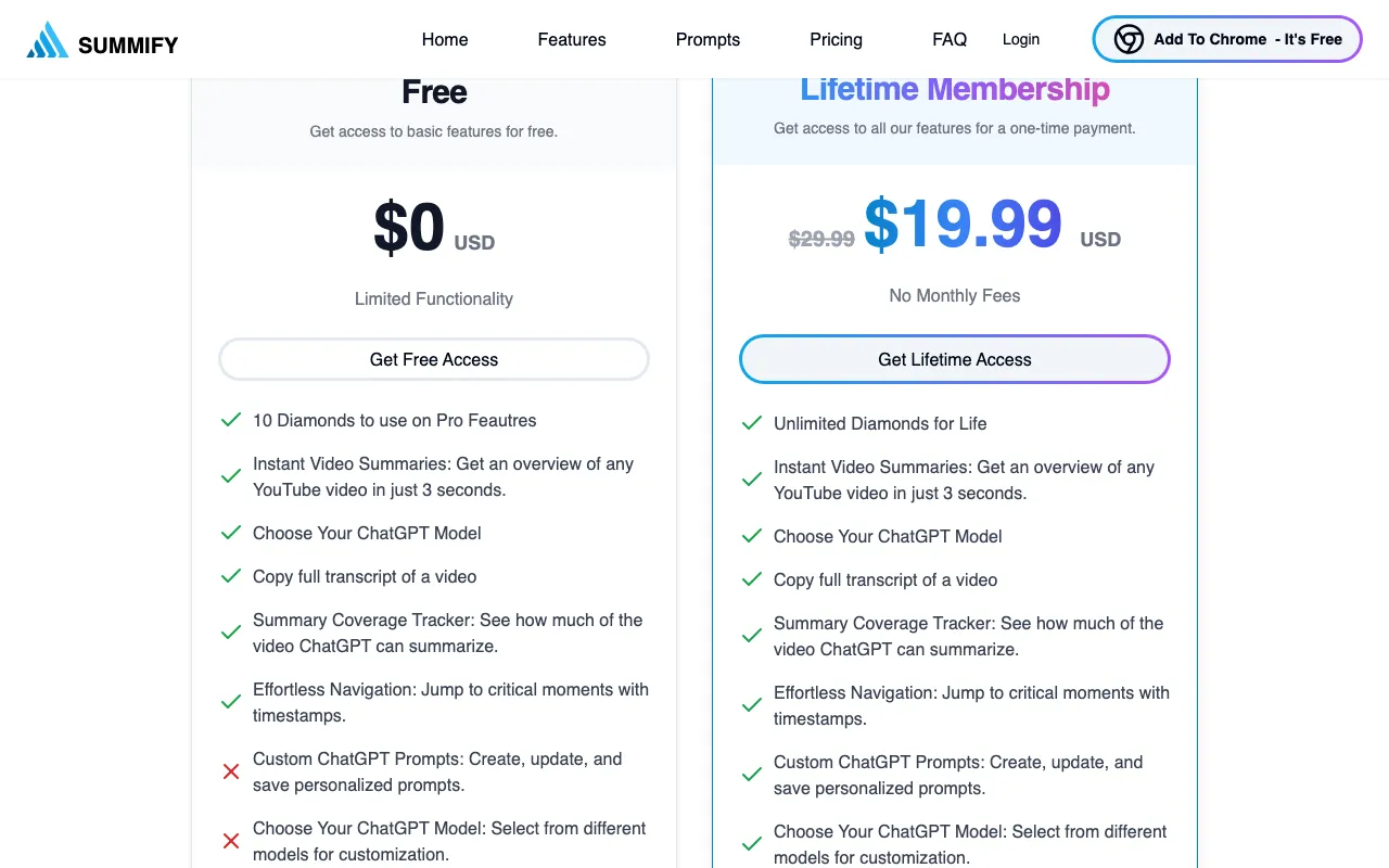 SummifyAI — pricing page