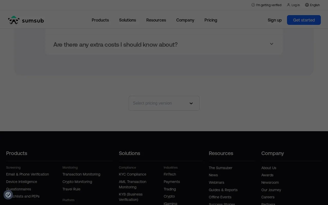 Sumsub — pricing page