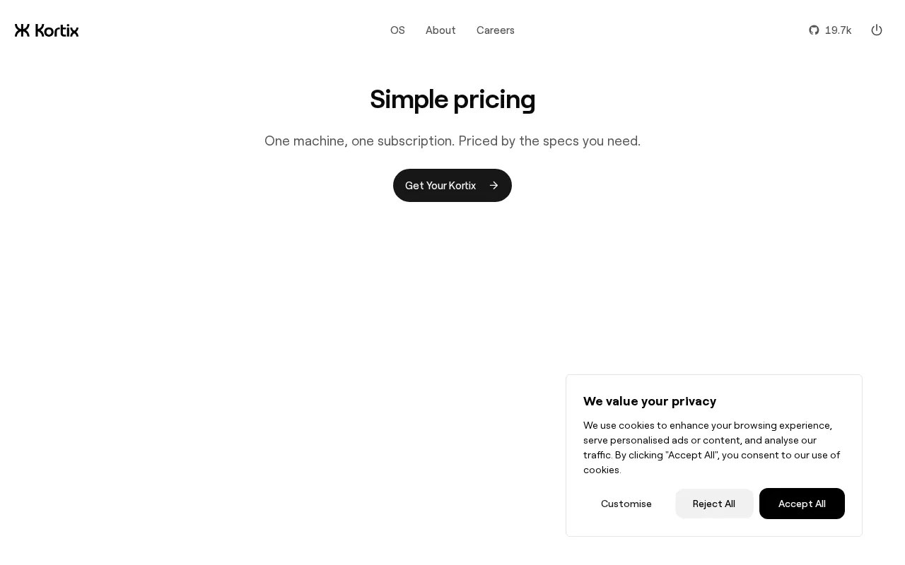 Kortix — pricing page