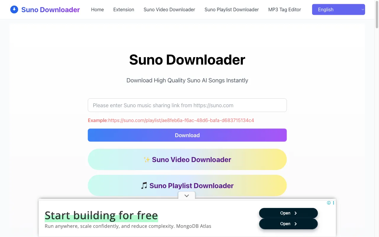 Suno Download — preview screenshot