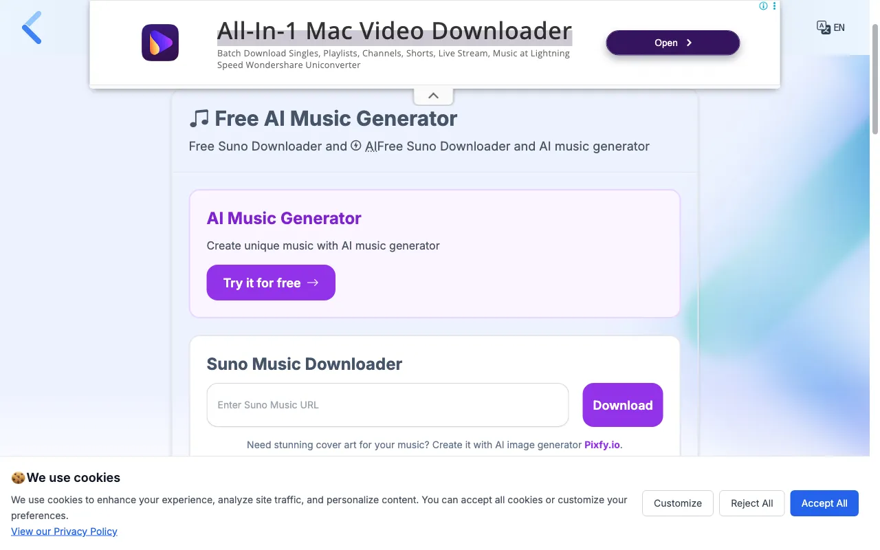 Suno Music Downloader — preview screenshot