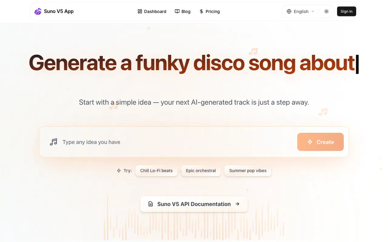 Suno V5 App — preview screenshot